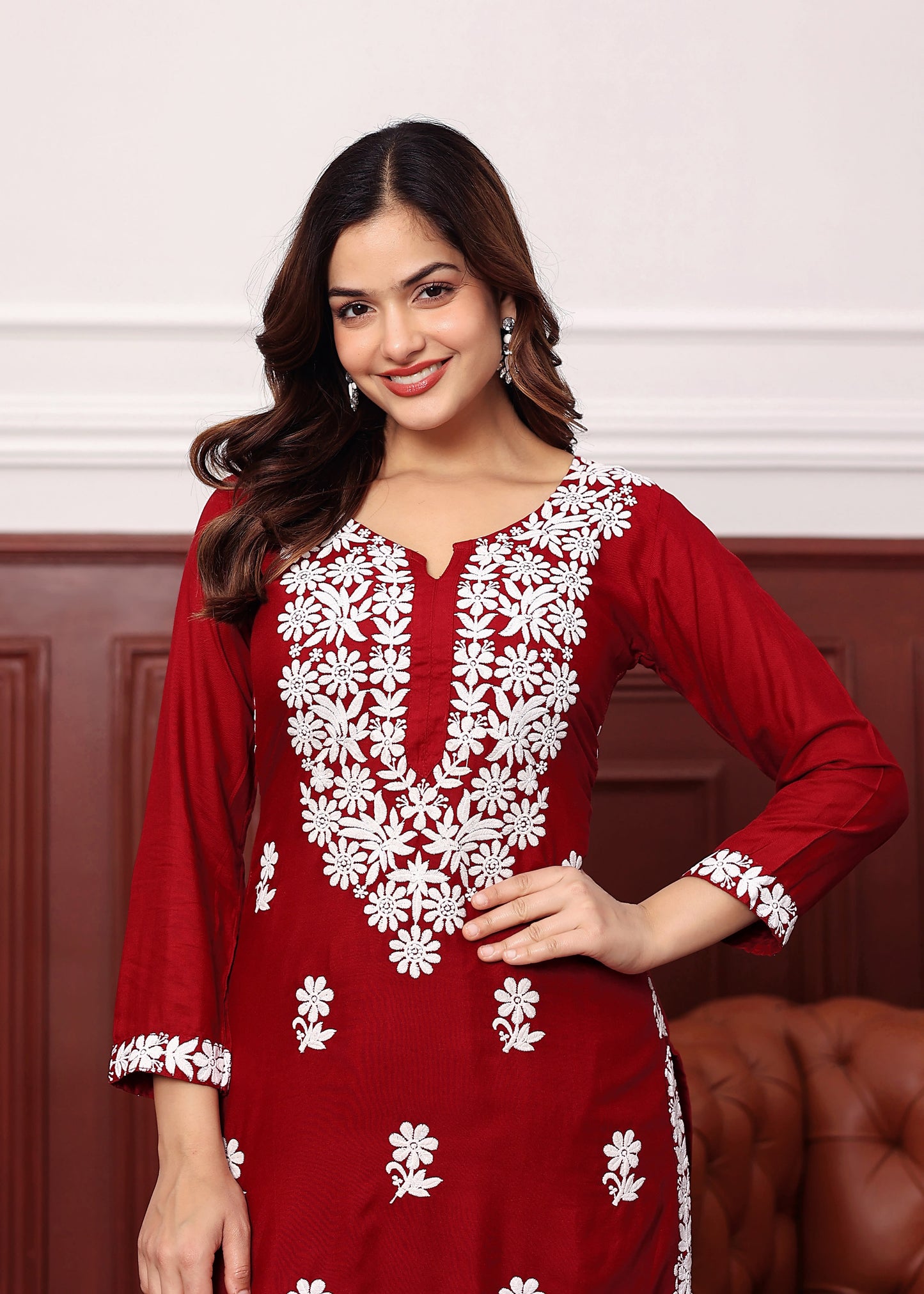 MAROON New colours in our best seller chikankari Plazzo set