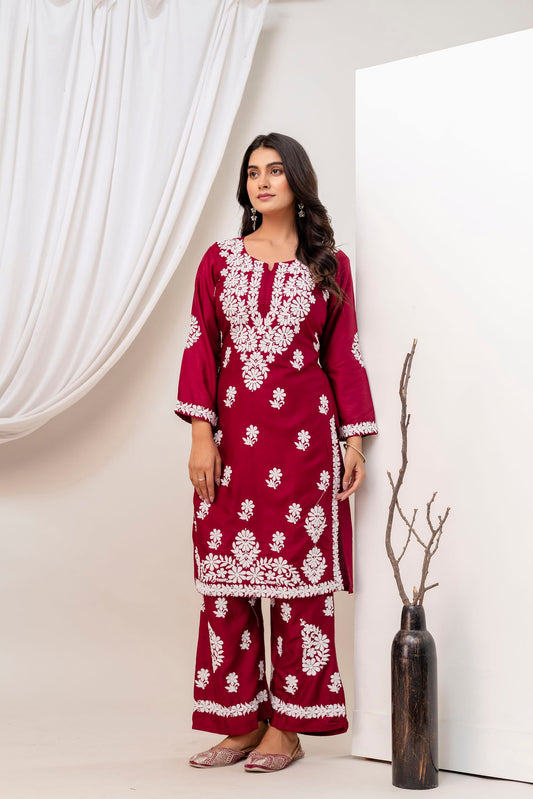 MAROON Trendy Kurti Set For Women.
