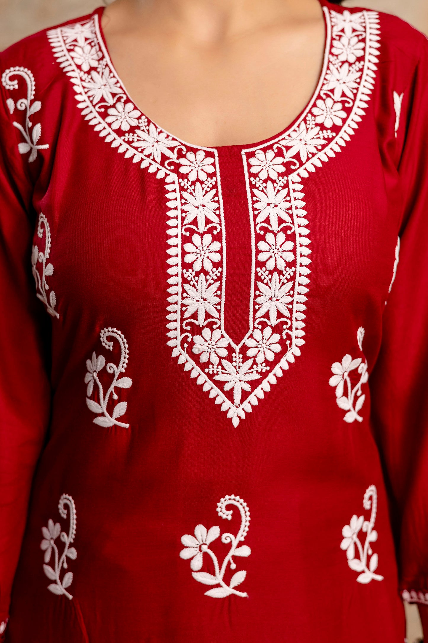 MAROON Women Rayon Ethnic Top Plazzo Set