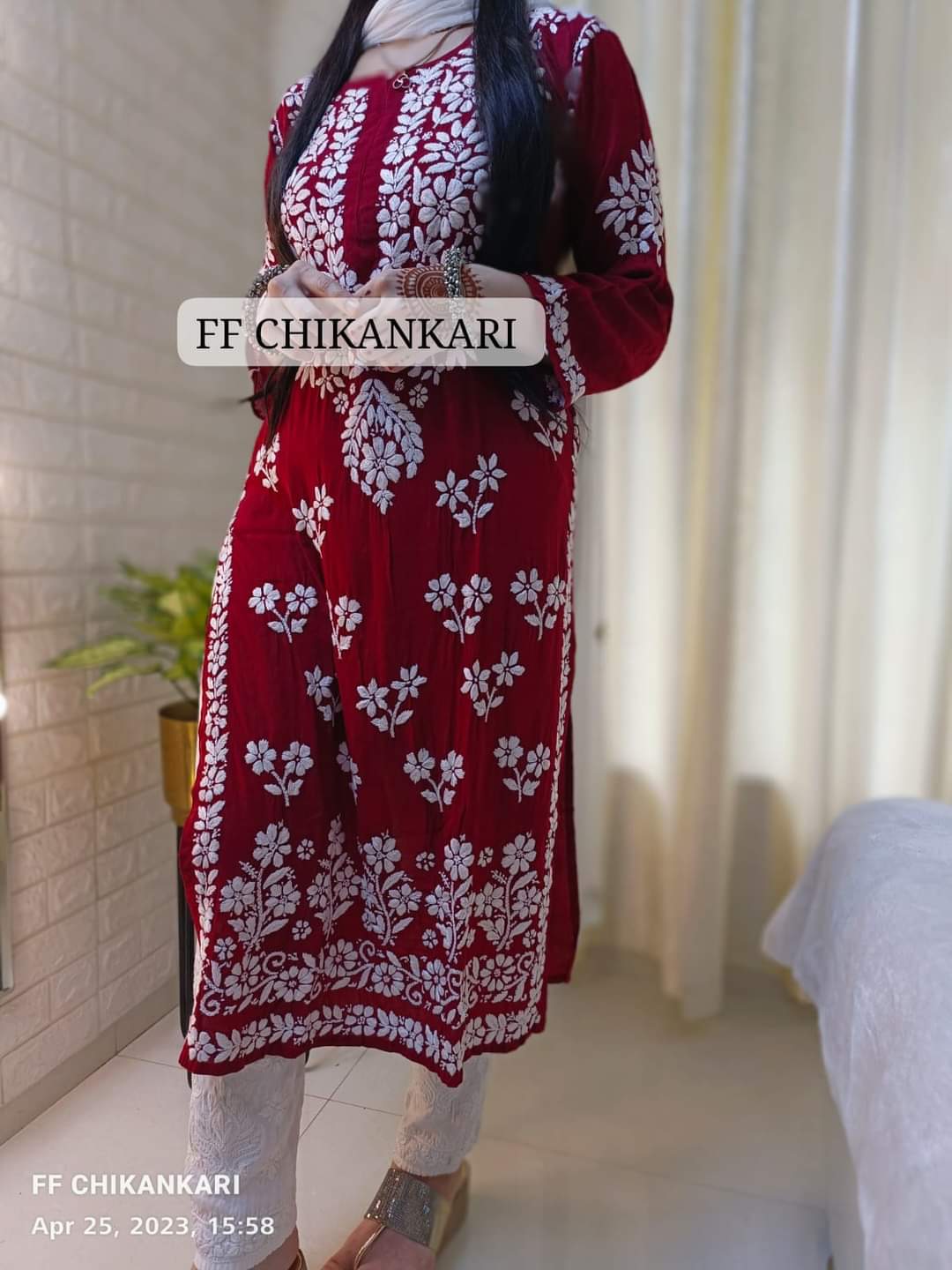 MAROON Womens Indian Model Kurti Beautiful work Entice Wear