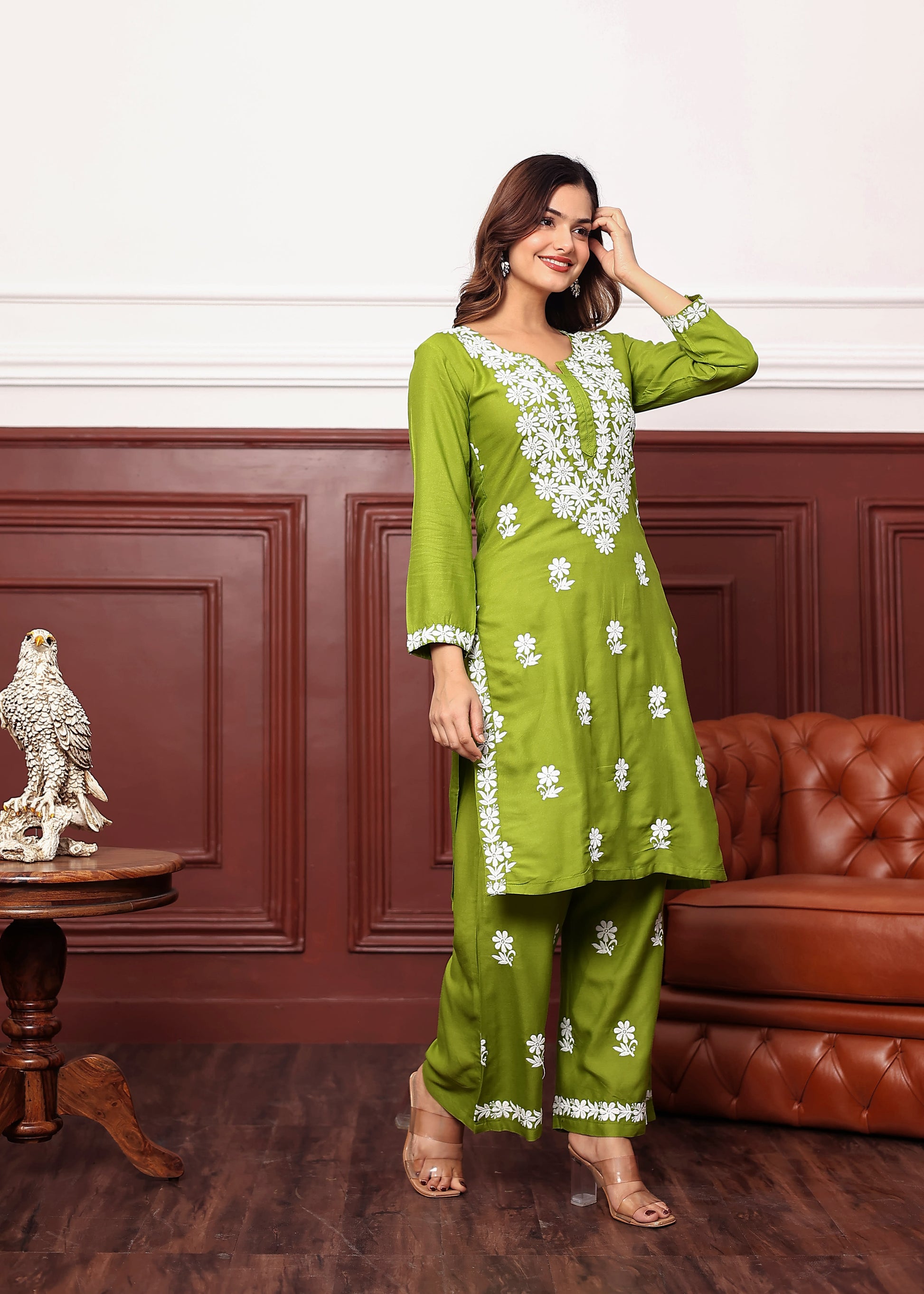 MEHNDI New colours in our best seller chikankari Plazzo set