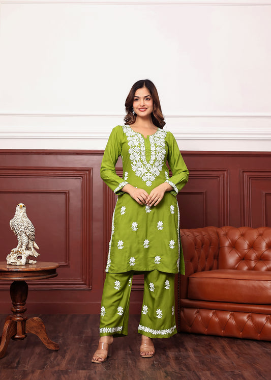 MEHNDI New colours in our best seller chikankari Plazzo set