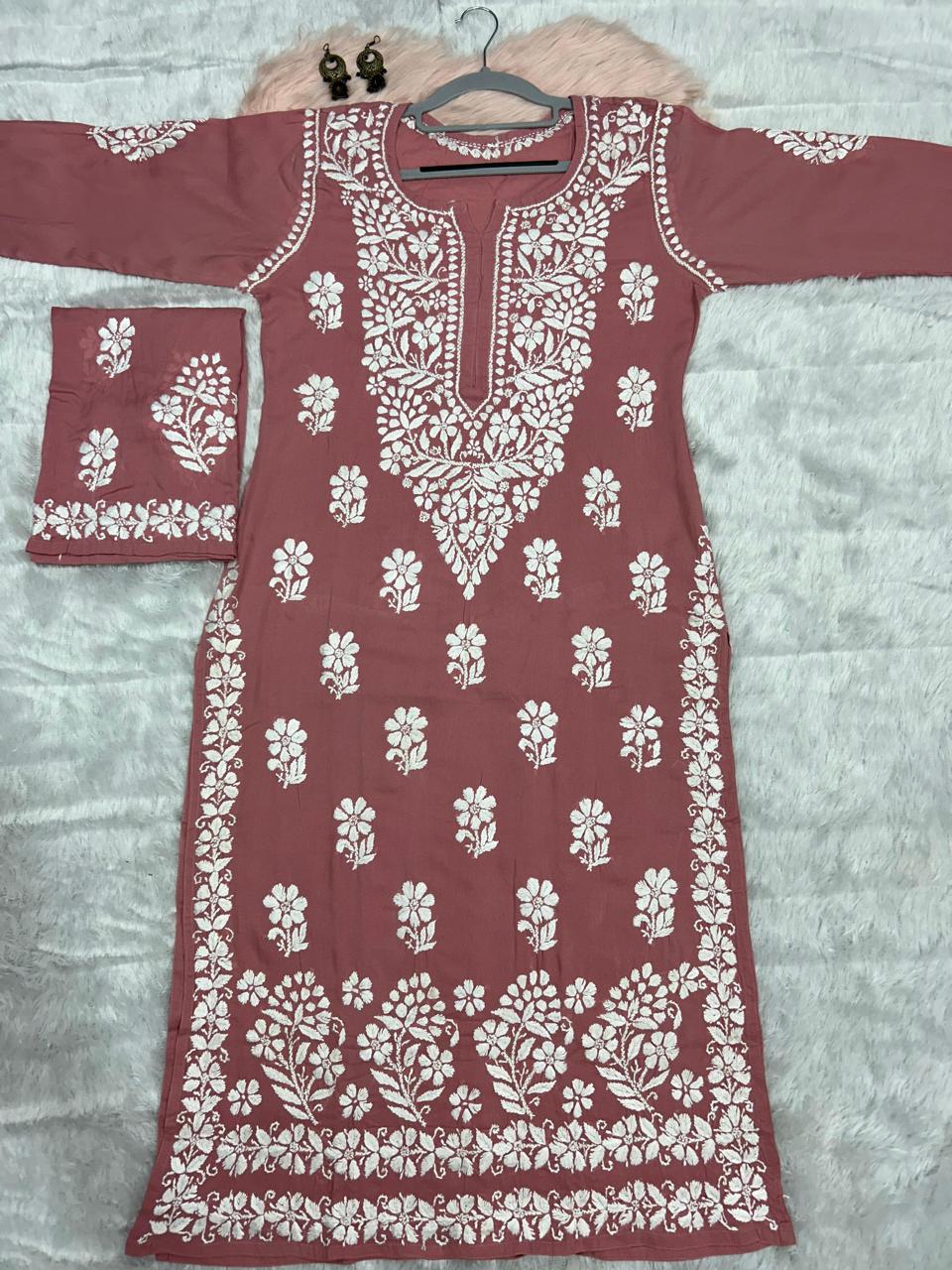 MISTY ROSE Chikankari Kurti Set Online At Best Price For Women
