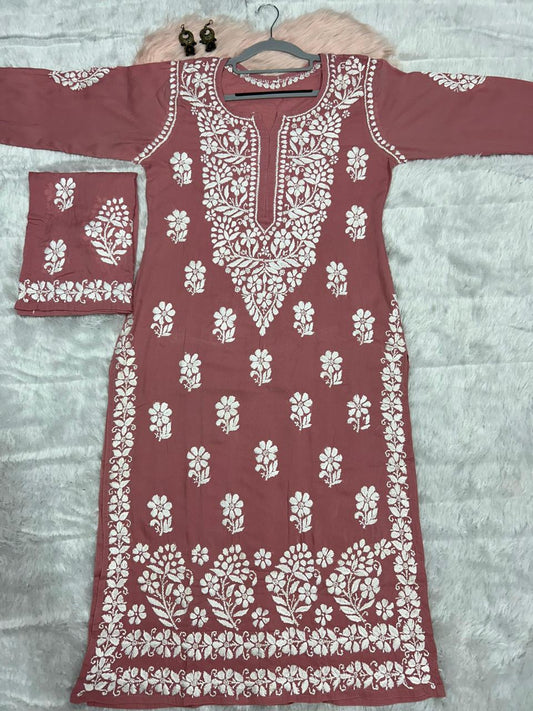 MISTY ROSE Chikankari Kurti Set Online At Best Price For Women