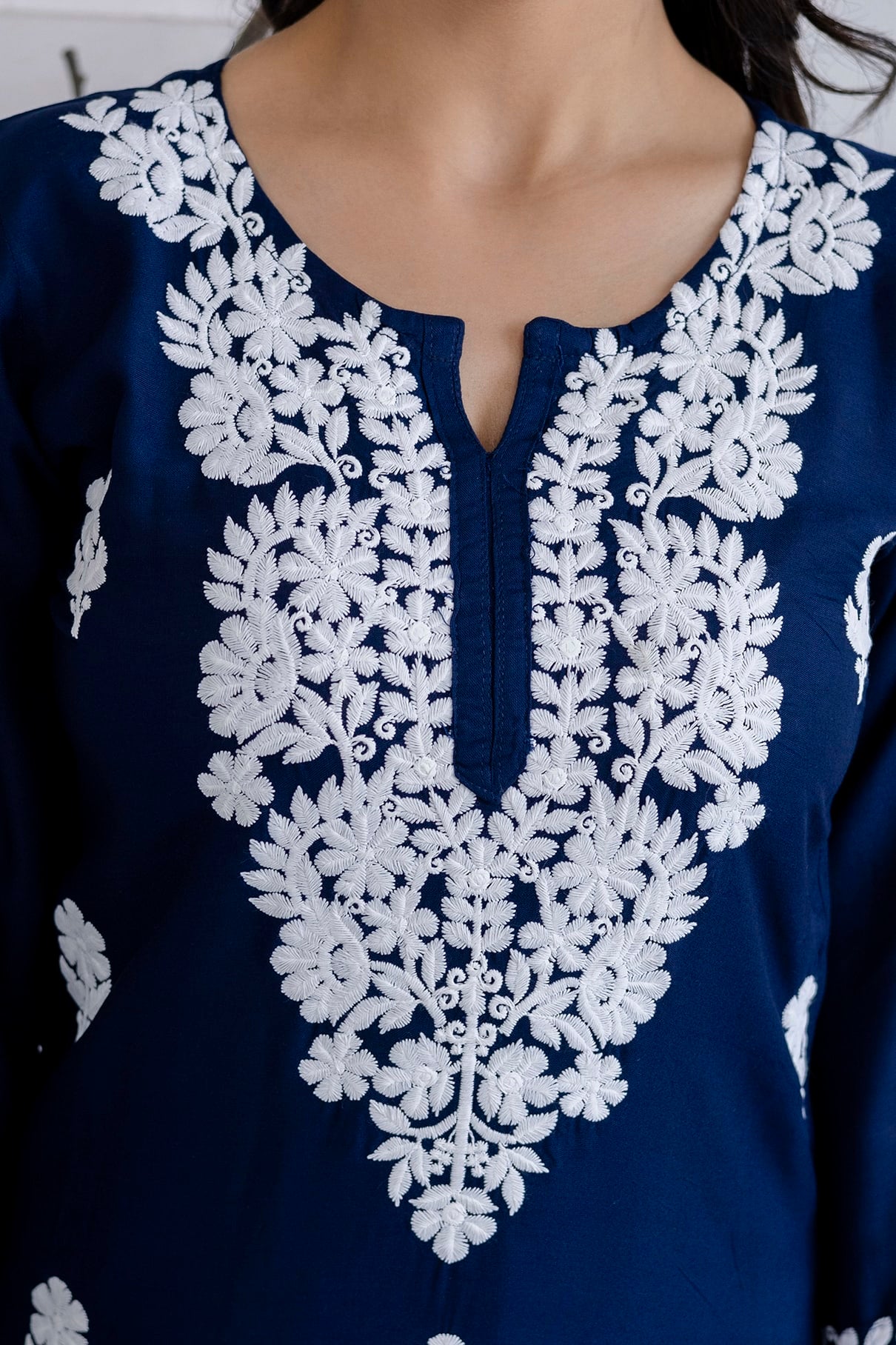 NEVY BLUE  Women Rayon Embroidered Kurta Set