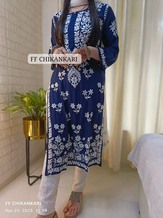 NEVY BLUE  Womens Indian Model Kurti Beautiful work Entice Wear