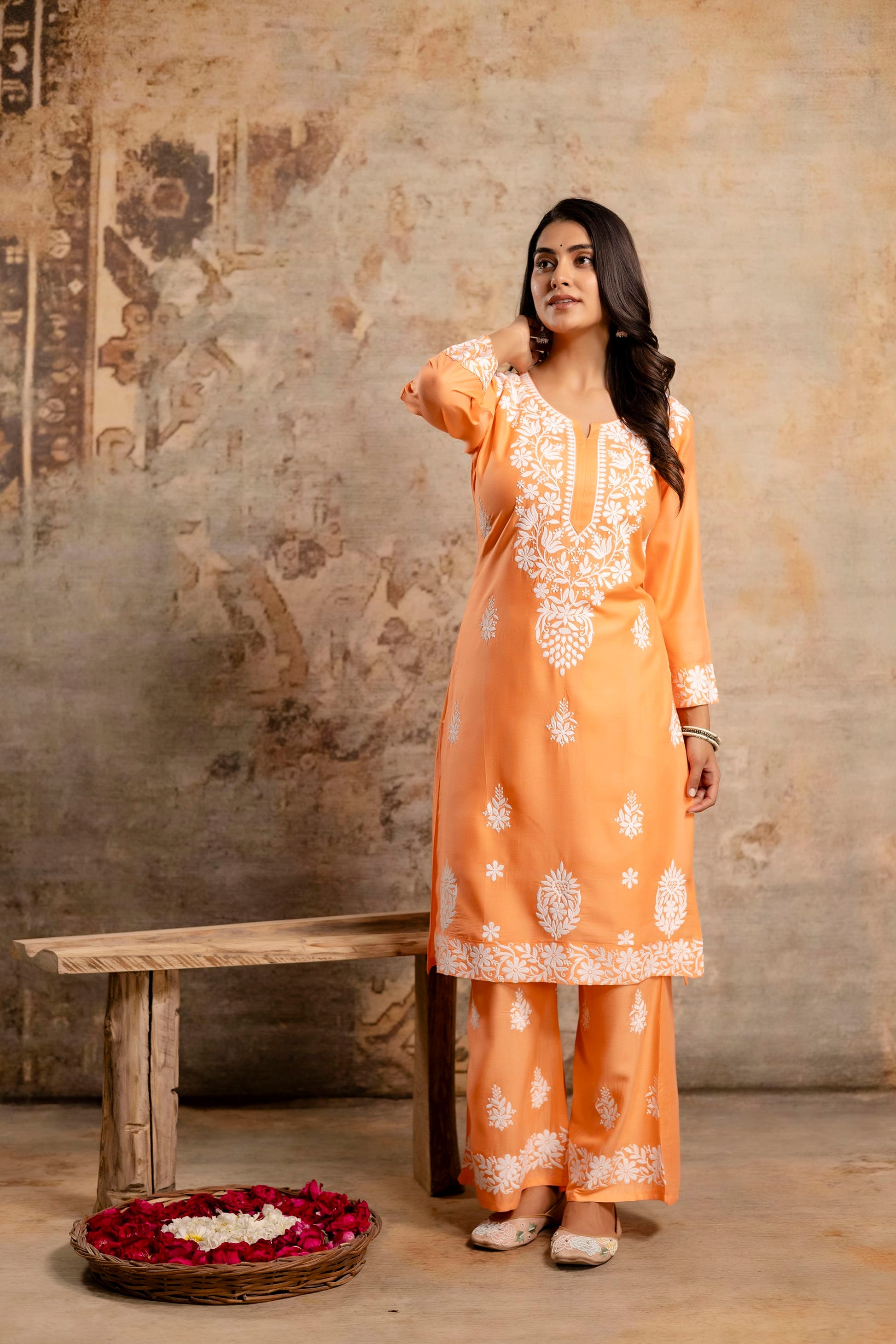 PEACH Women's Elegent Kurti set | Kurti Plazo Set