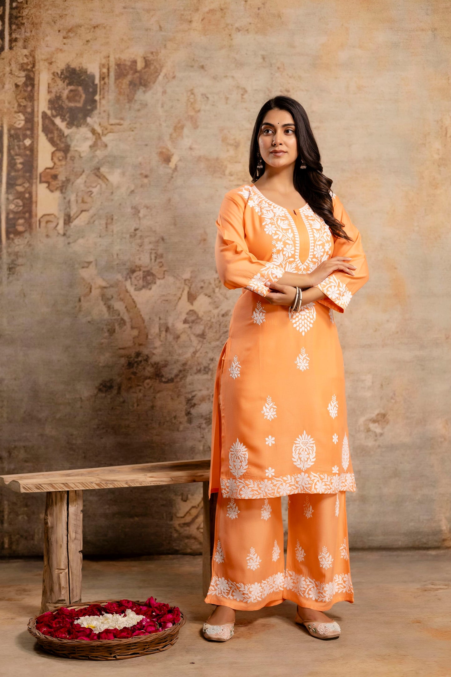 PEACH Women's Elegent Kurti set | Kurti Plazo Set