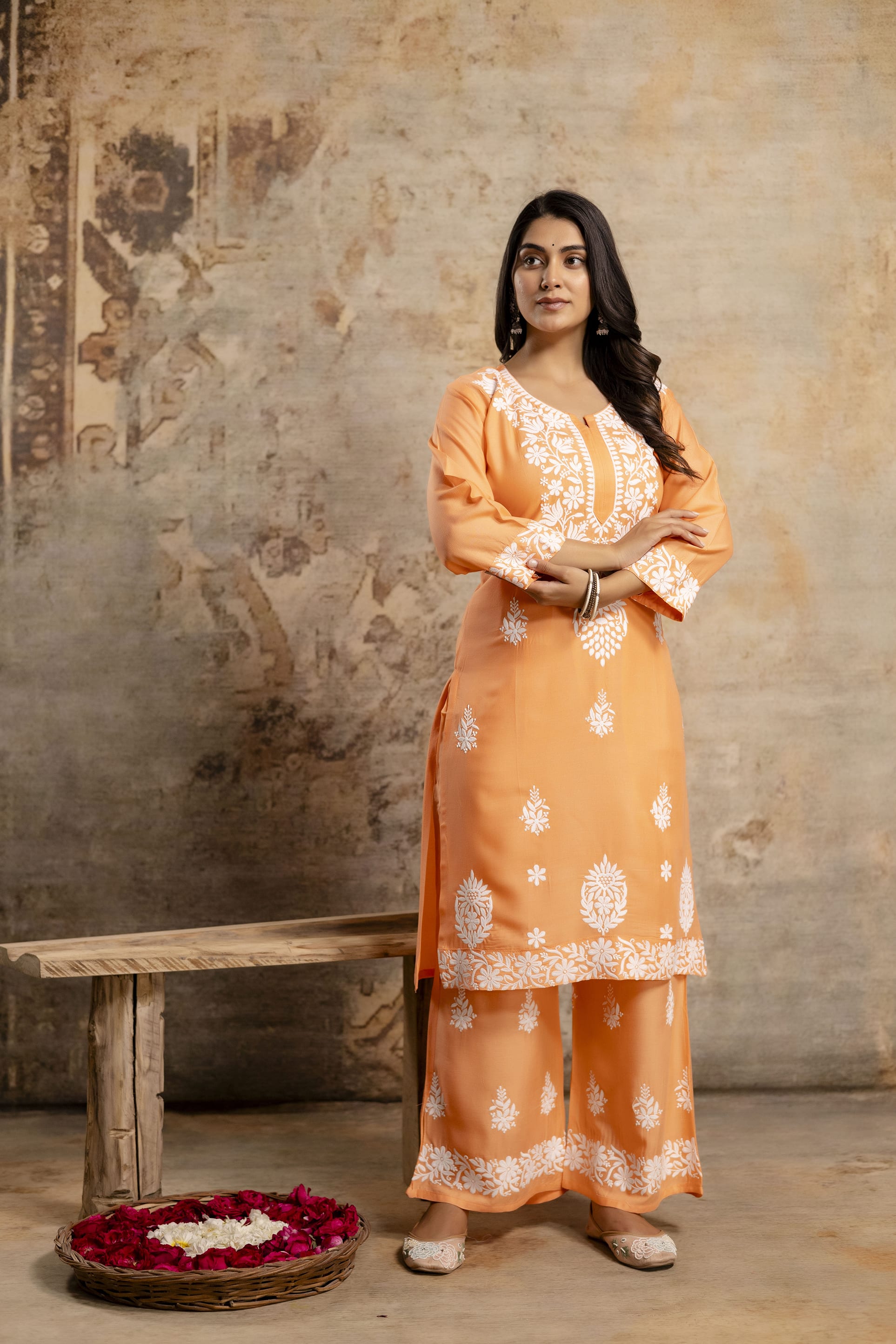 PEACH Women's Elegent Kurti set | Kurti Plazo Set