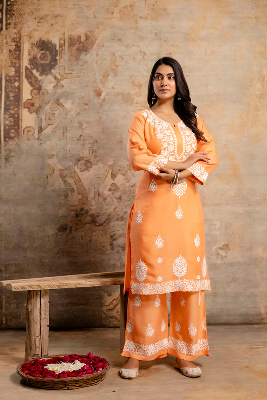 PEACH Women's Elegent Kurti set | Kurti Plazo Set