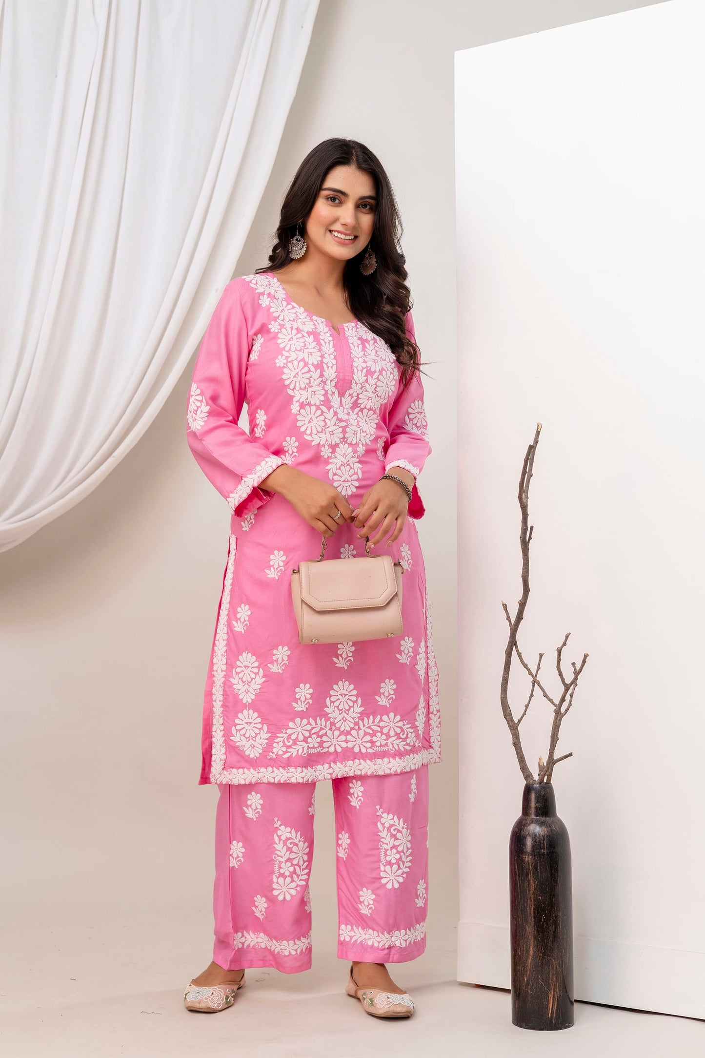 PINK Trendy Kurti Set For Women.