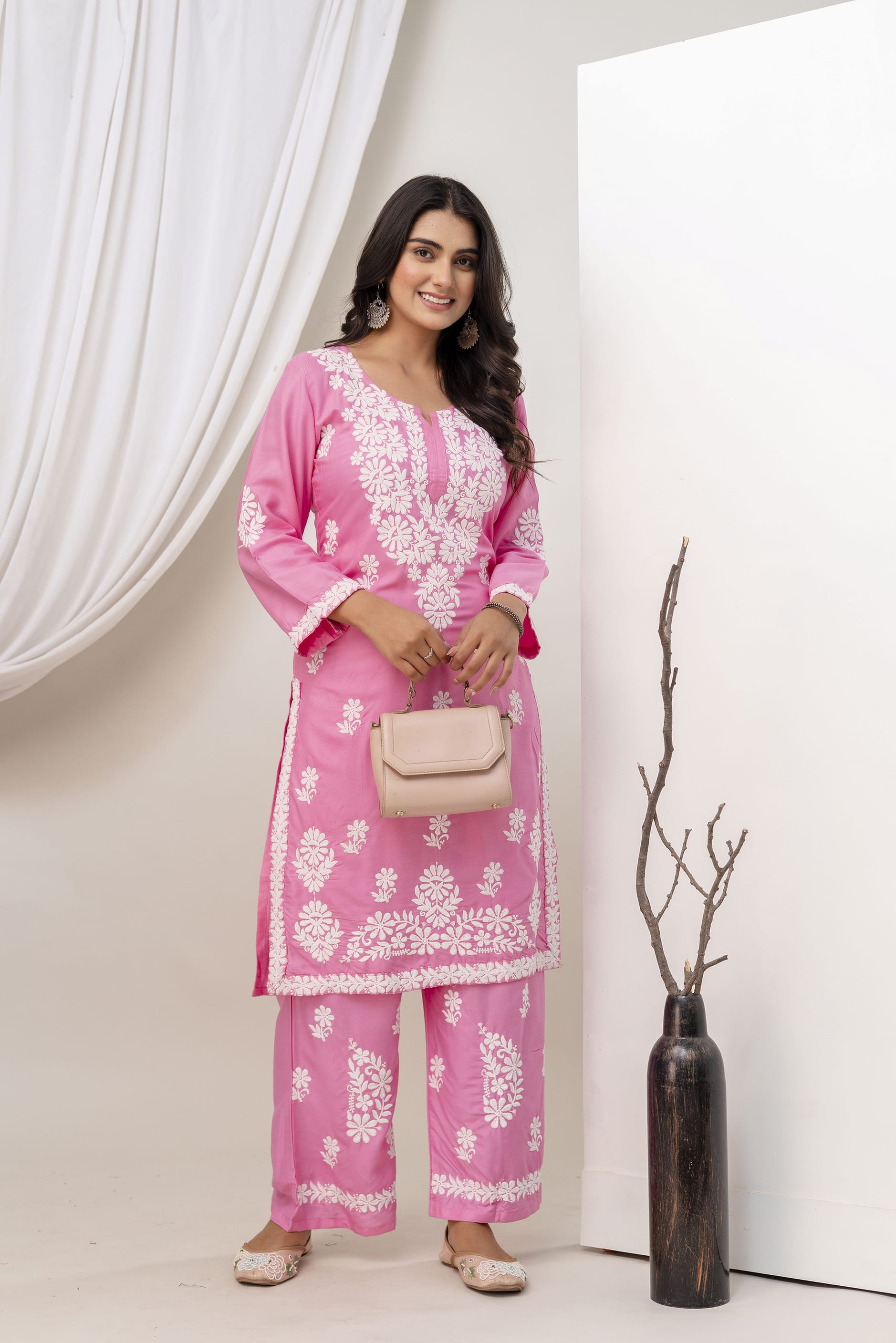 PINK Trendy Kurti Set For Women.