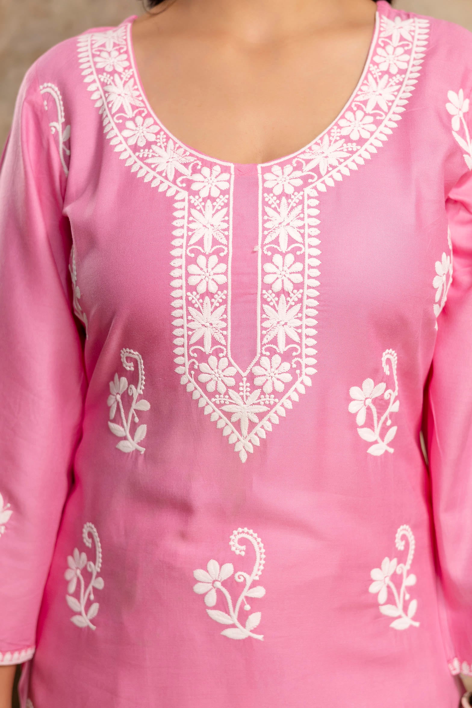 PINK Women Rayon Ethnic Top Plazzo Set