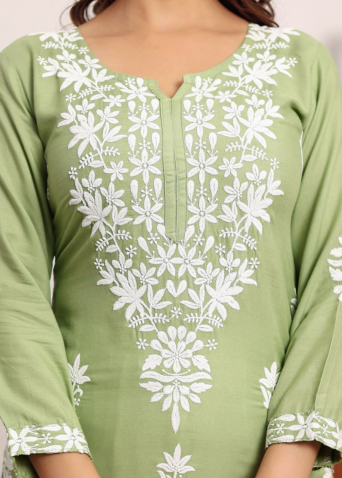 PISTA Elegant Chikankari Below Knee Length Kurti Plazo Set Perfect For All Occasion