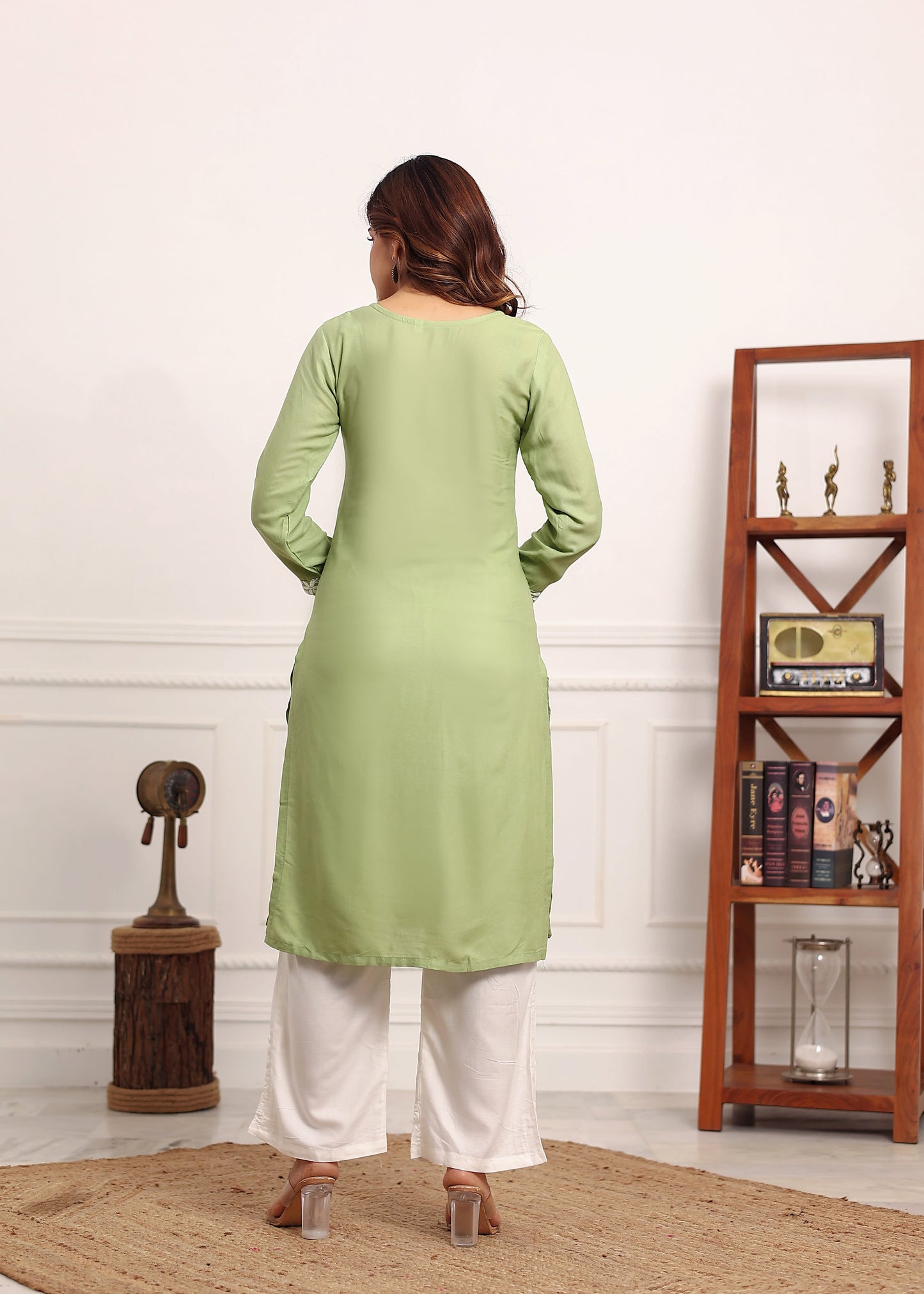 PISTA Elegant Chikankari Below Knee Length Kurti Plazo Set Perfect For All Occasion