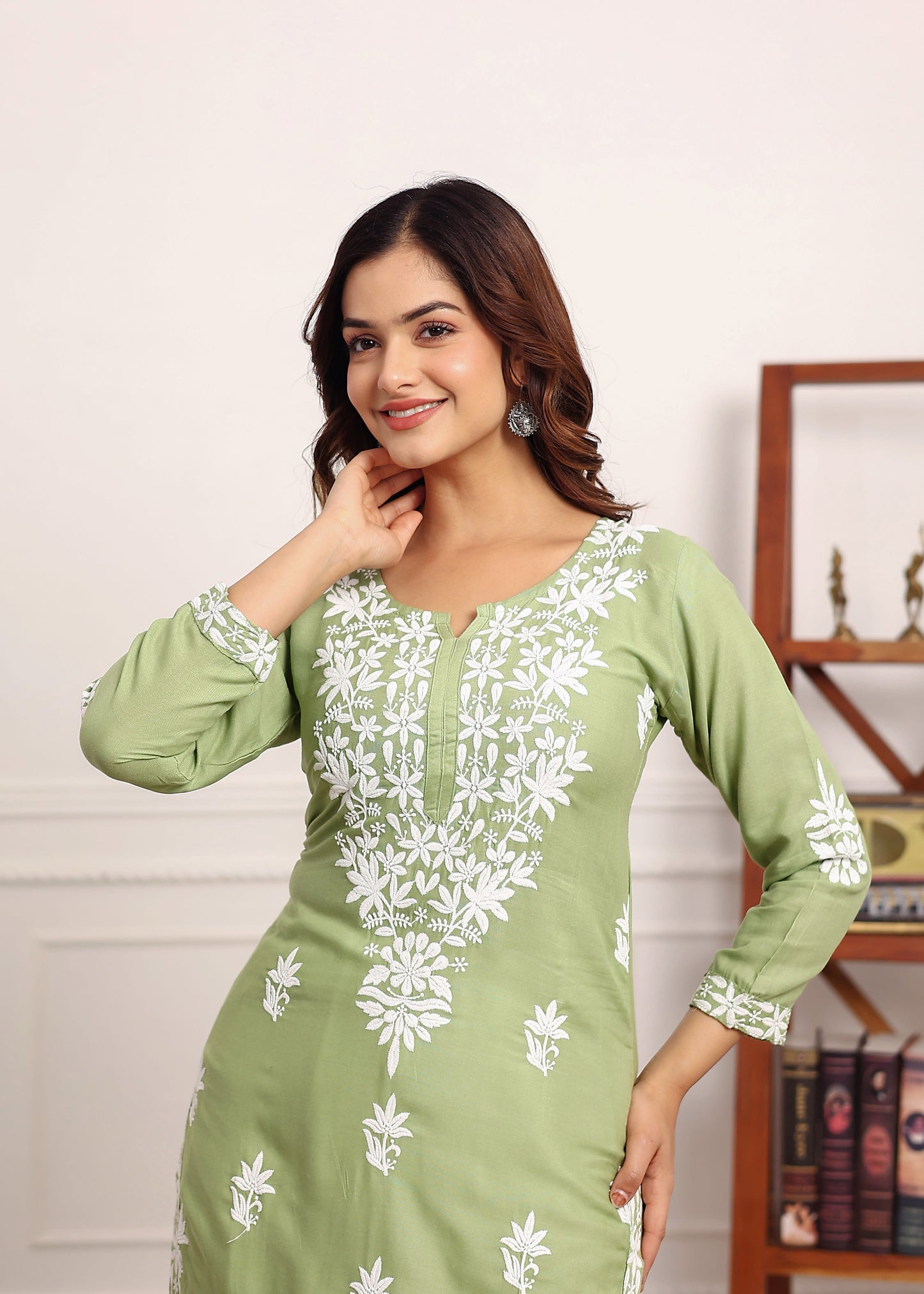 PISTA Elegant Chikankari Below Knee Length Kurti Plazo Set Perfect For All Occasion