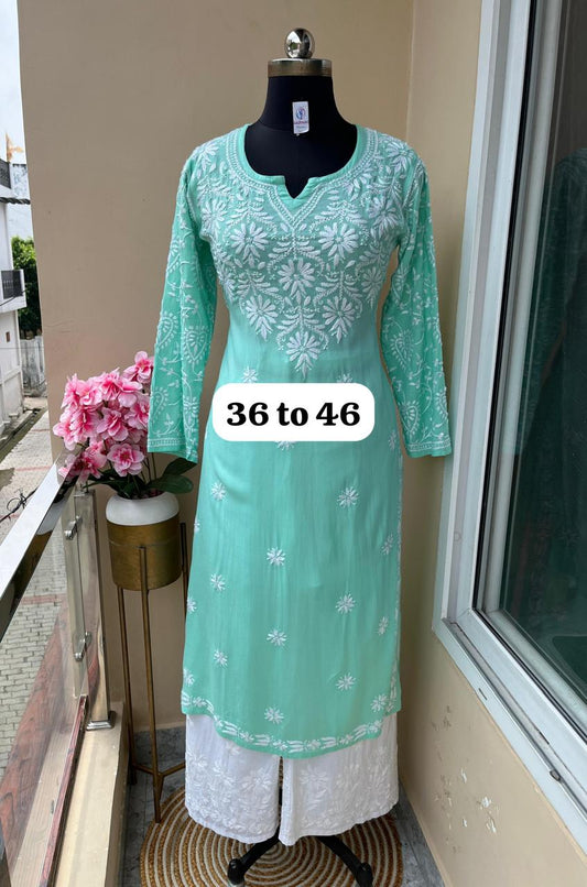 POOL Chikankari Work Cotton Thread Rayon Palazo Kurtis
