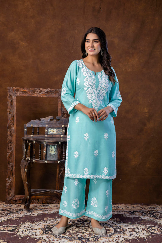 POOL  Women Rayon Embroidered Kurta Set