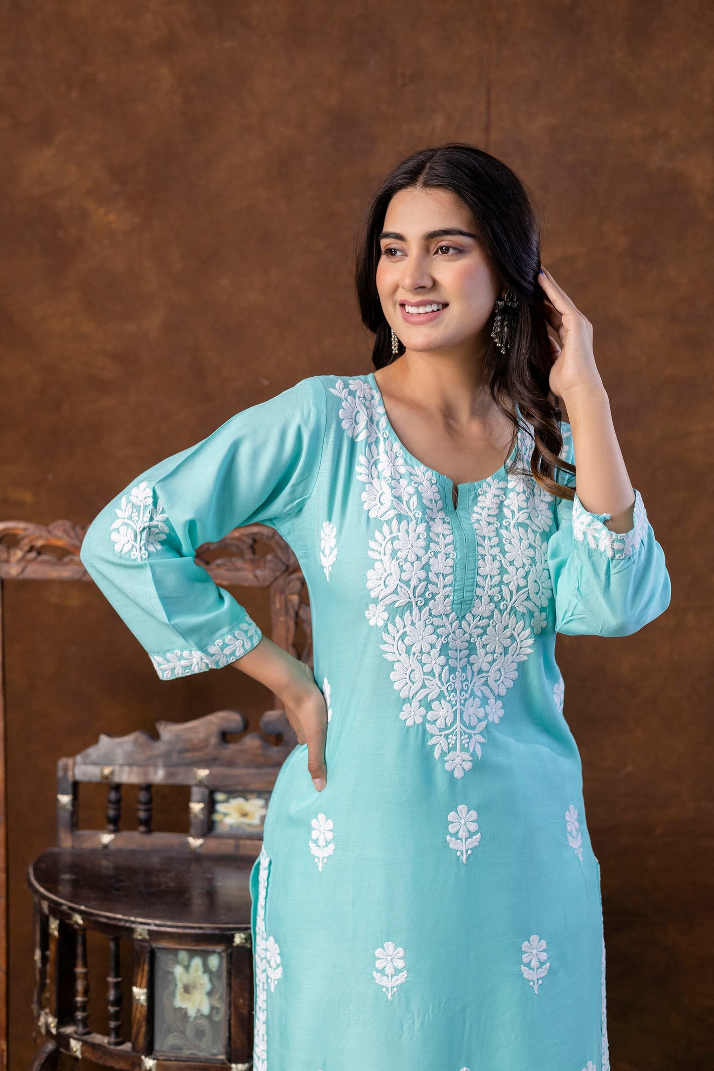 POOL  Women Rayon Embroidered Kurta Set