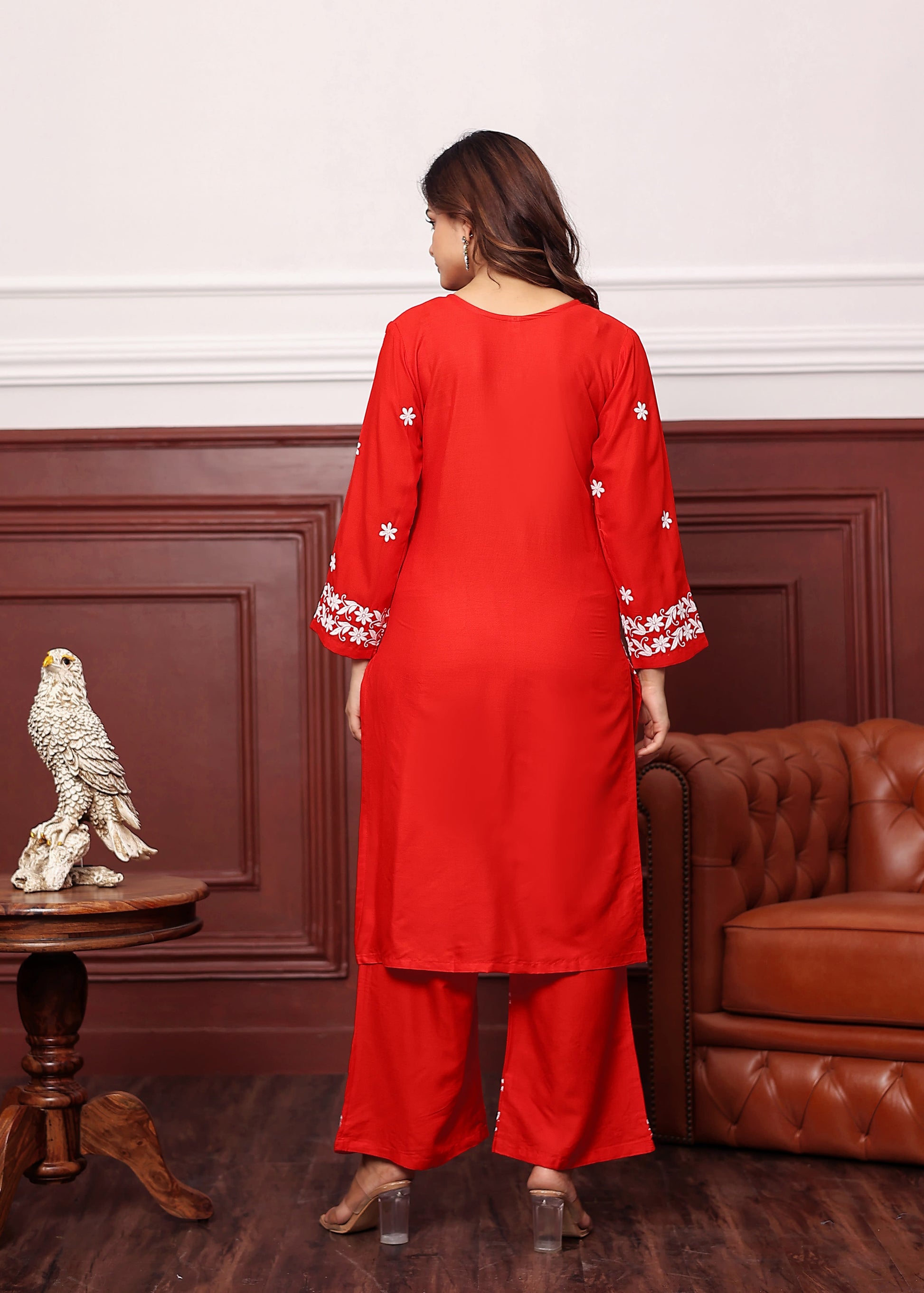 RED Premium Rayon Kurti Plazo Set