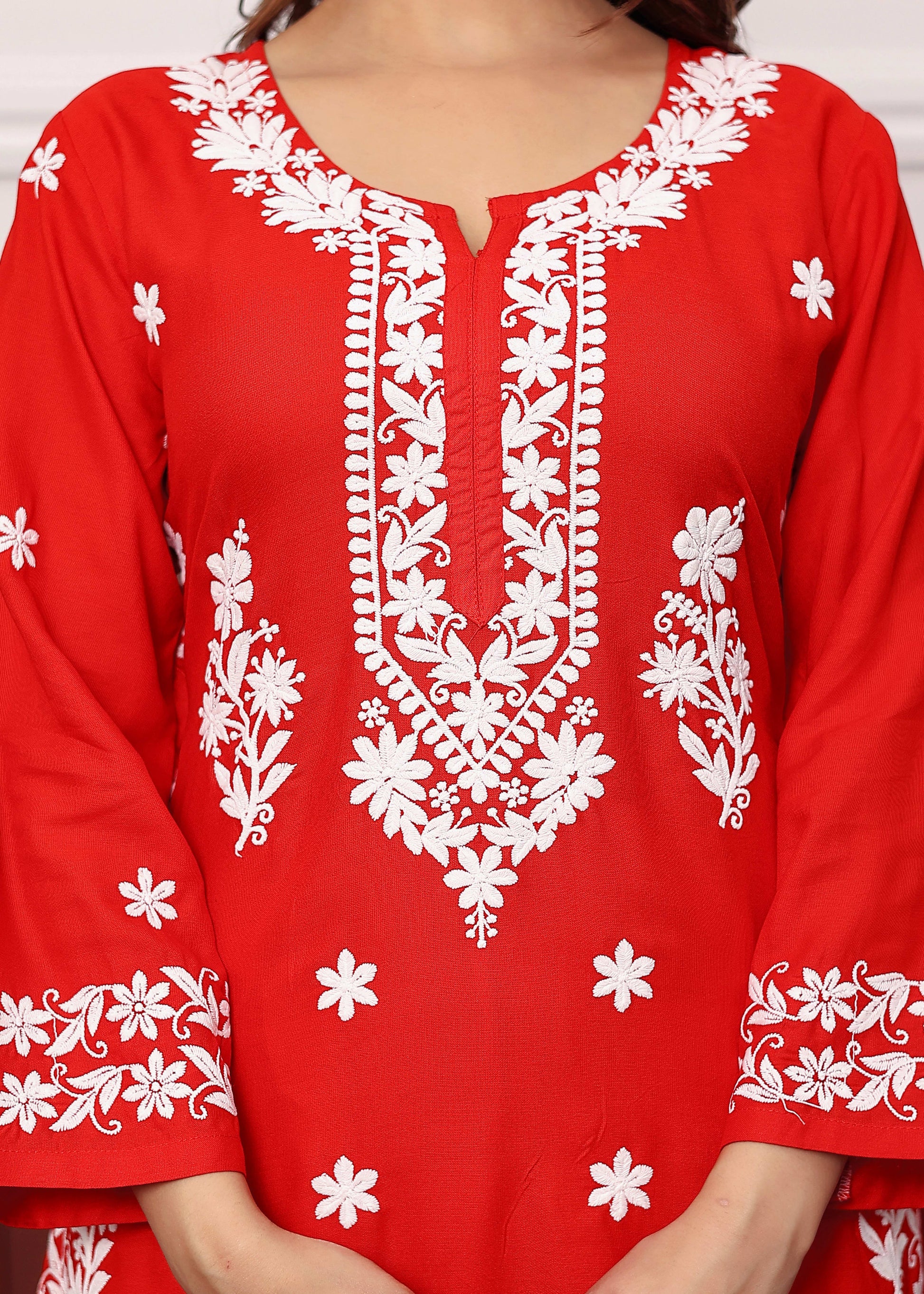RED Premium Rayon Kurti Plazo Set