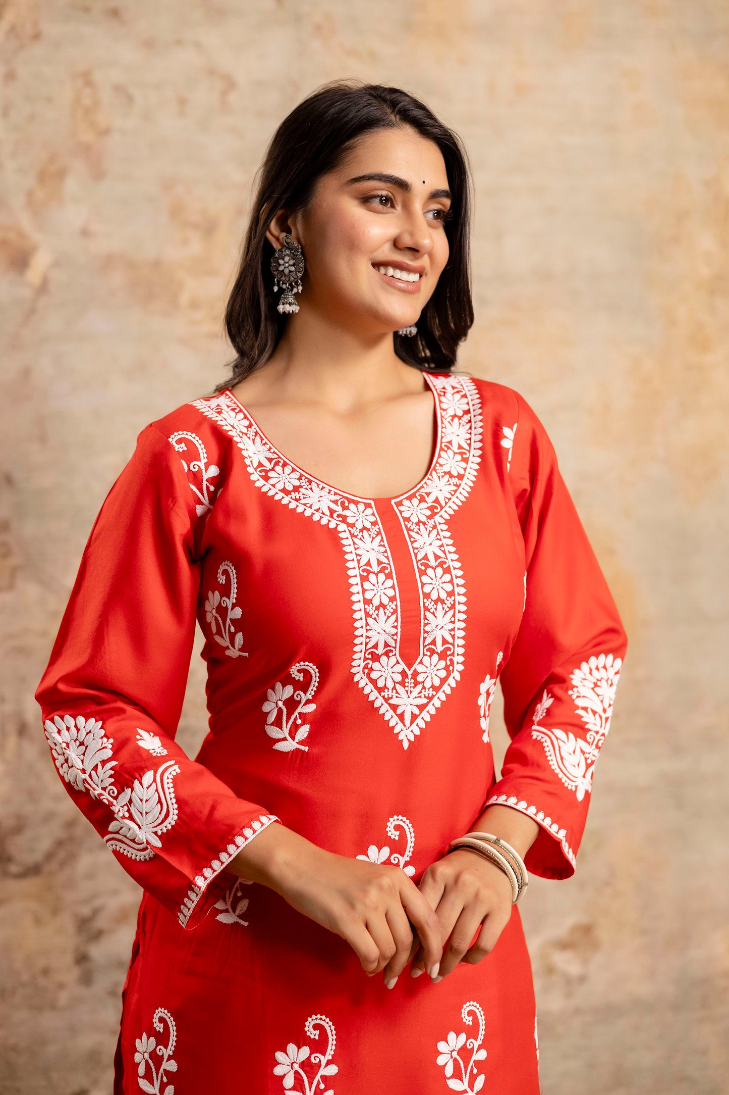 RED Women Rayon Ethnic Top Plazzo Set