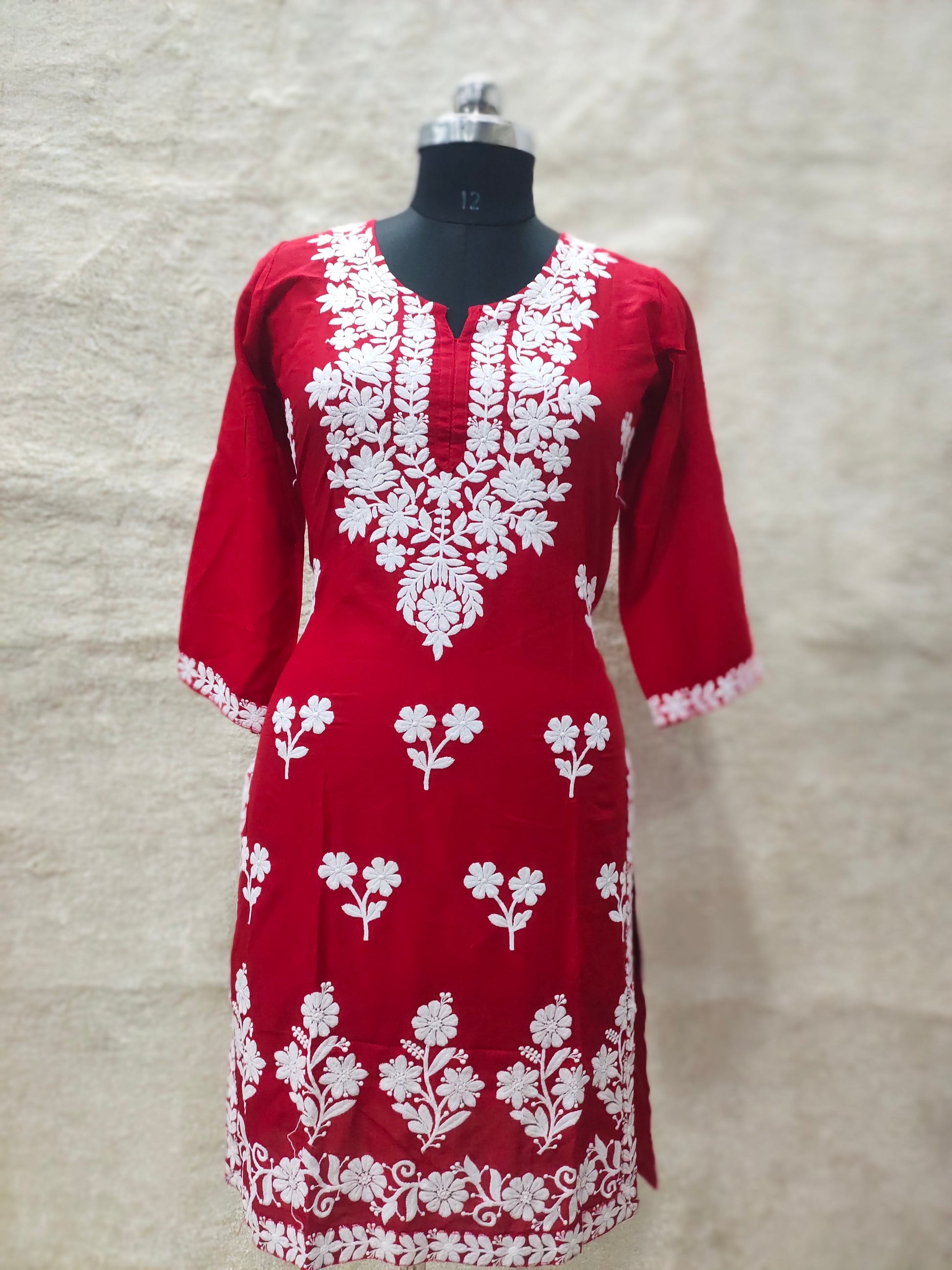RED Womens Indian Model Kurti Beautiful work Entice Wear