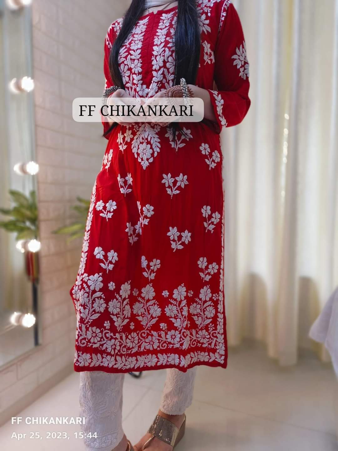 RED Womens Indian Model Kurti Beautiful work Entice Wear