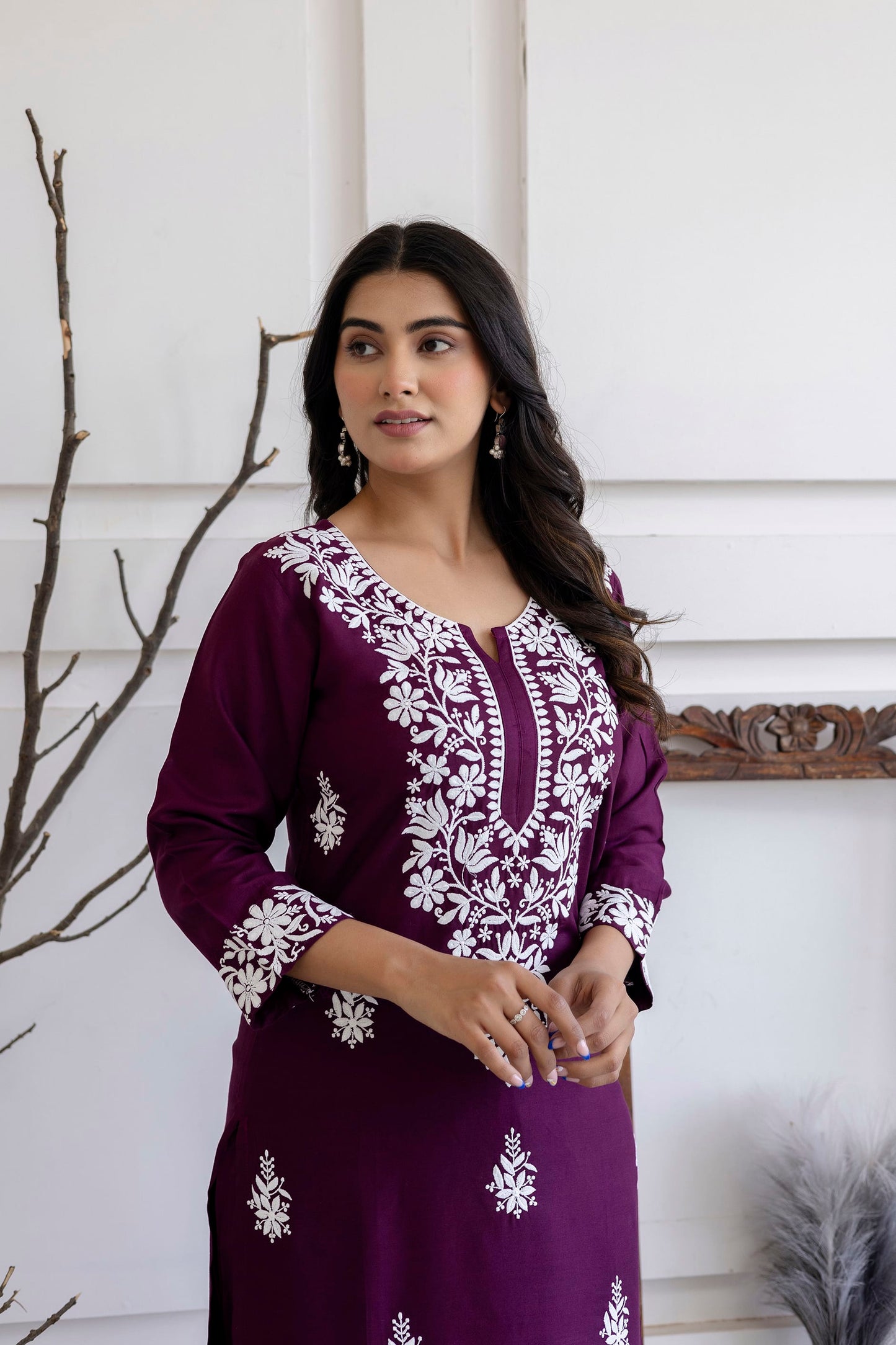 WINE Women's Elegent Kurti set | Kurti Plazo Set