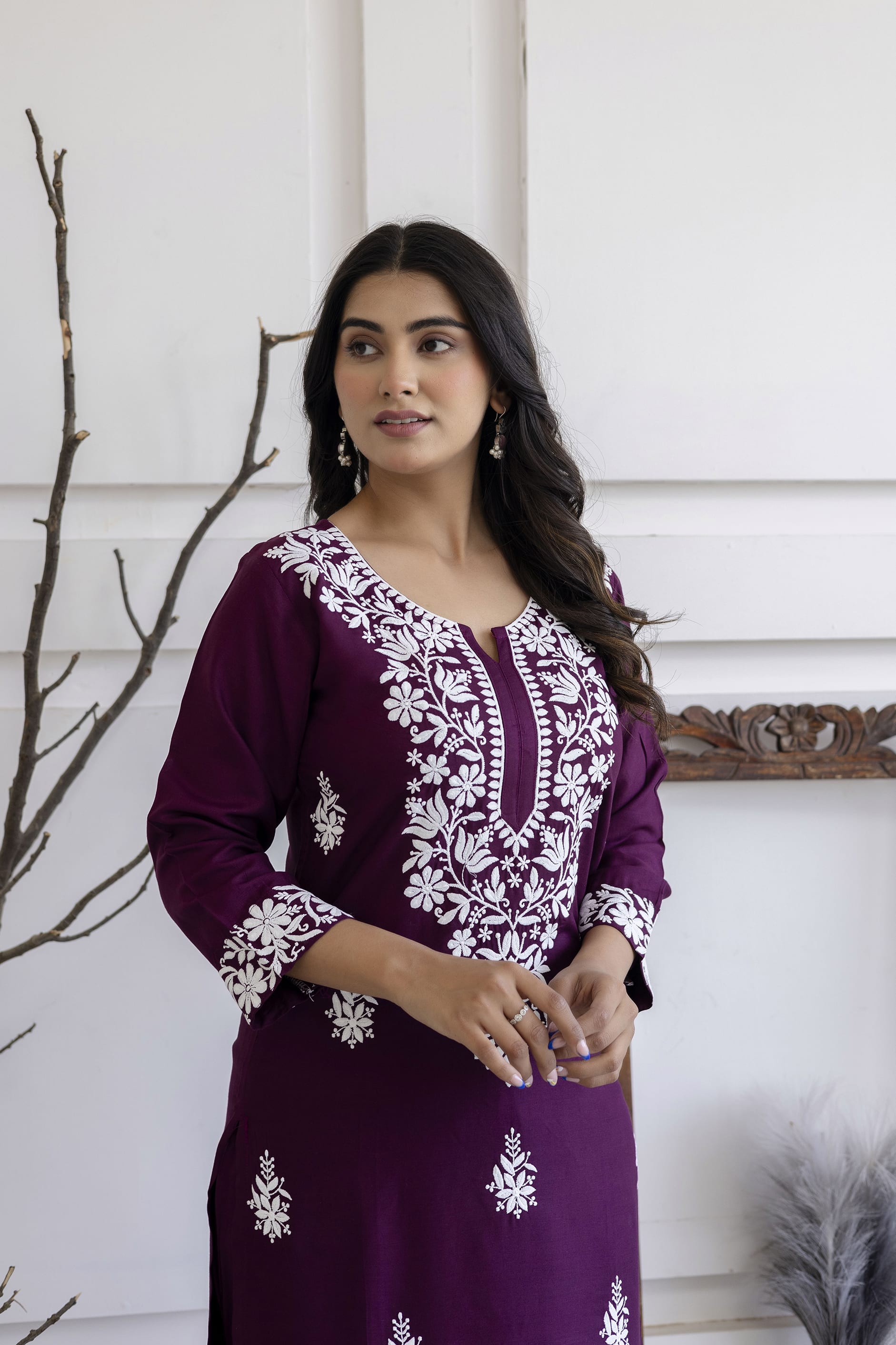 WINE Women's Elegent Kurti set | Kurti Plazo Set