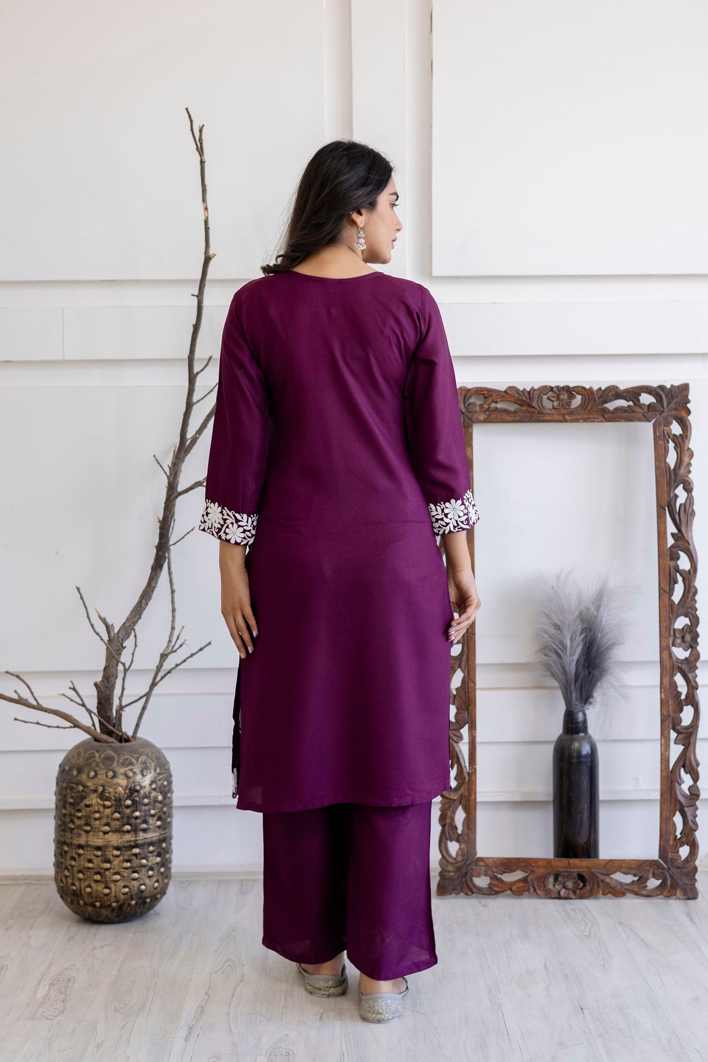 WINE Women's Elegent Kurti set | Kurti Plazo Set