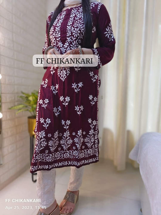 WINE Womens Indian Model Kurti Beautiful work Entice Wear